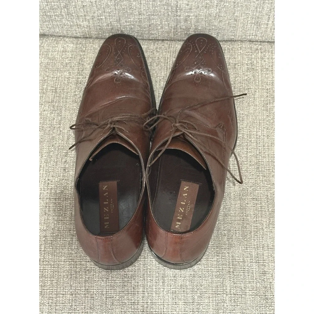 Men's Mezlan French Toe Oxford Dress Shoes Brown 10M